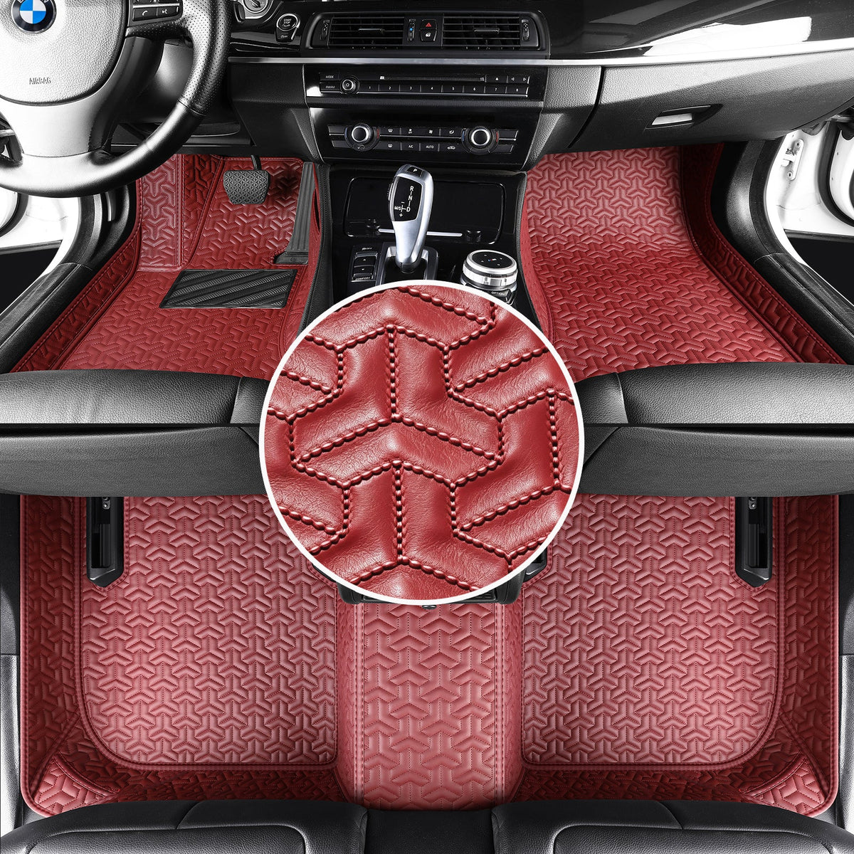 Wagroad Y-Pattern Custom-Fit Waterproof Leather Car Floor Mats
