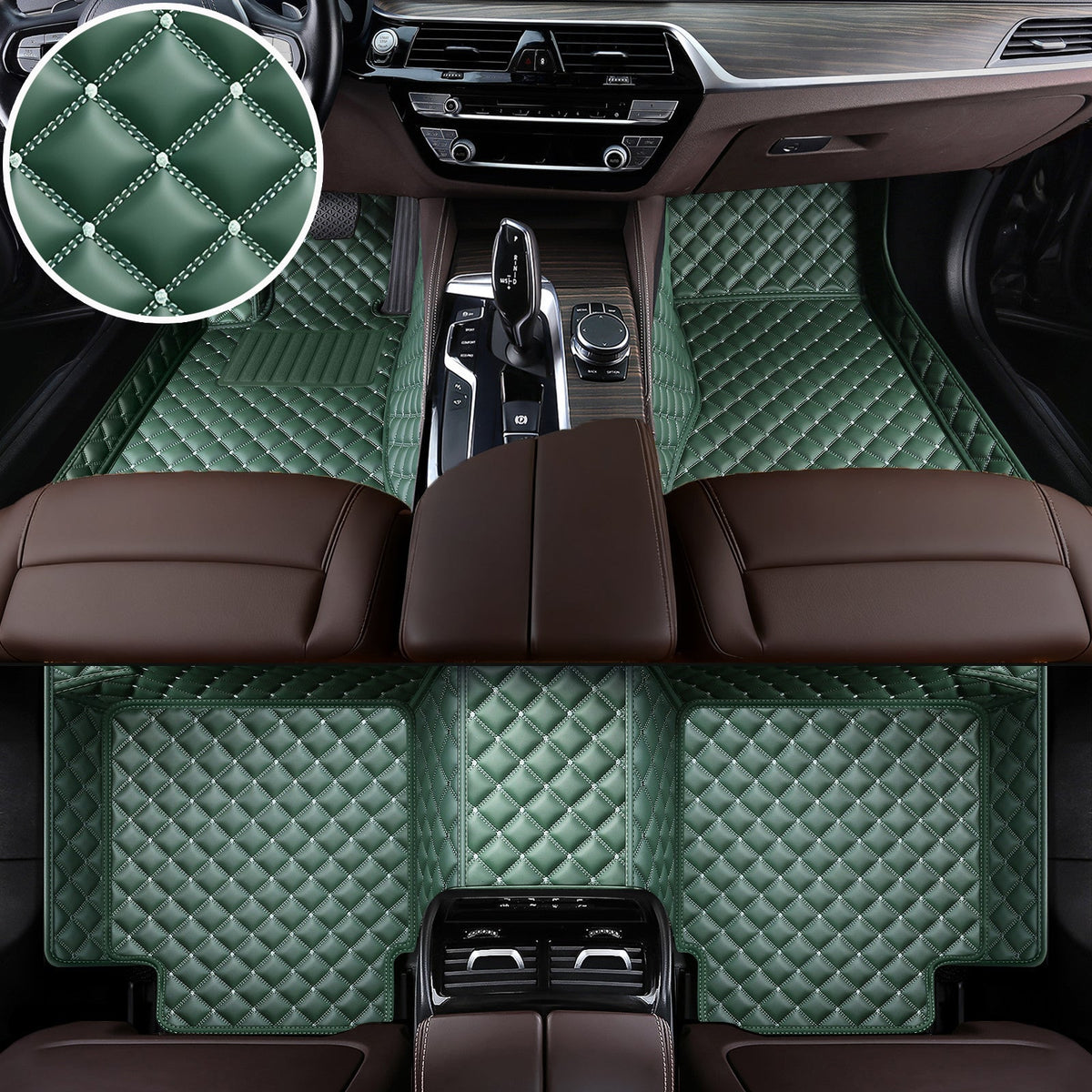 Wagroad Custom-Fit Diamond Leather Car Floor Mats – All-Weather Waterproof