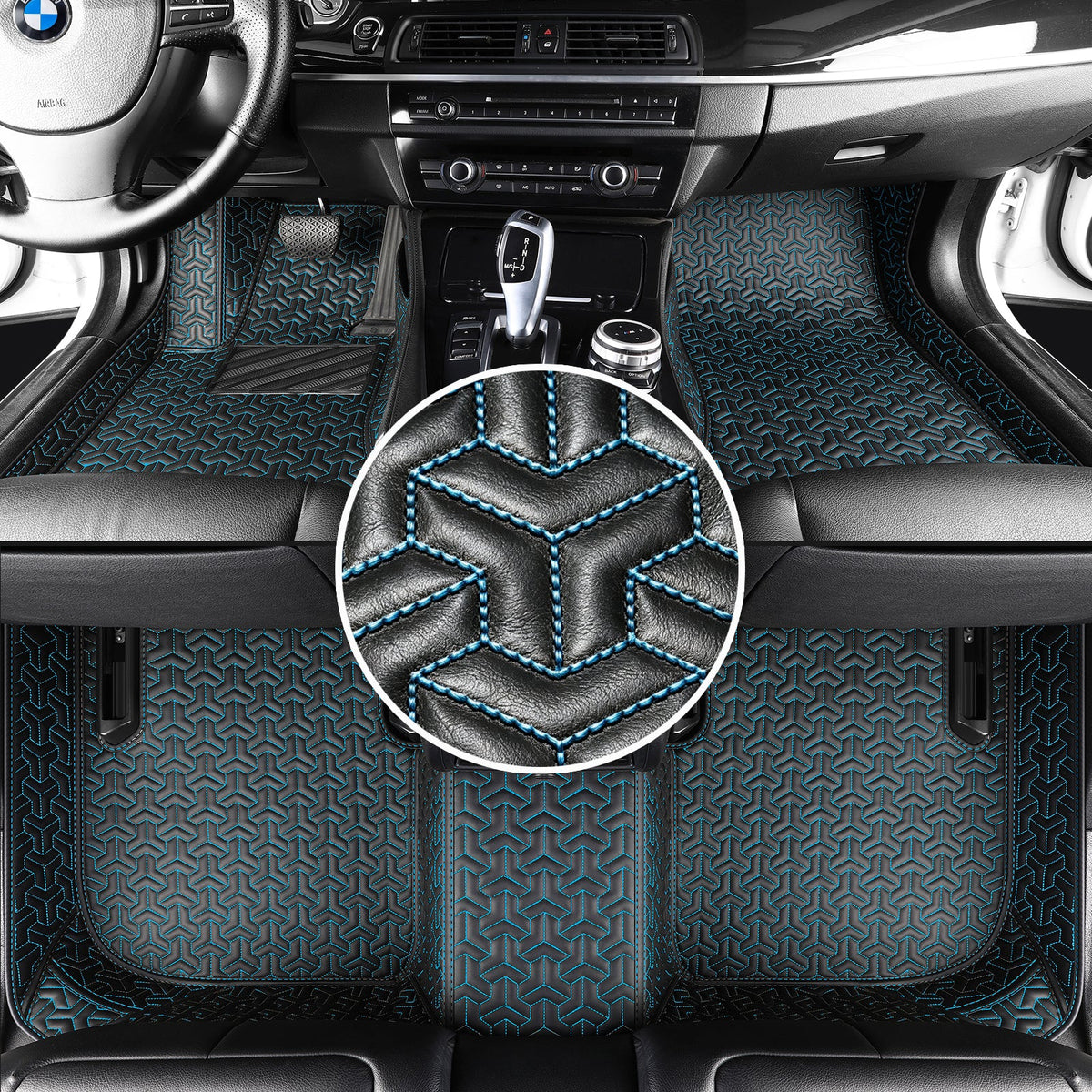 Wagroad Y-Pattern Custom-Fit Waterproof Leather Car Floor Mats