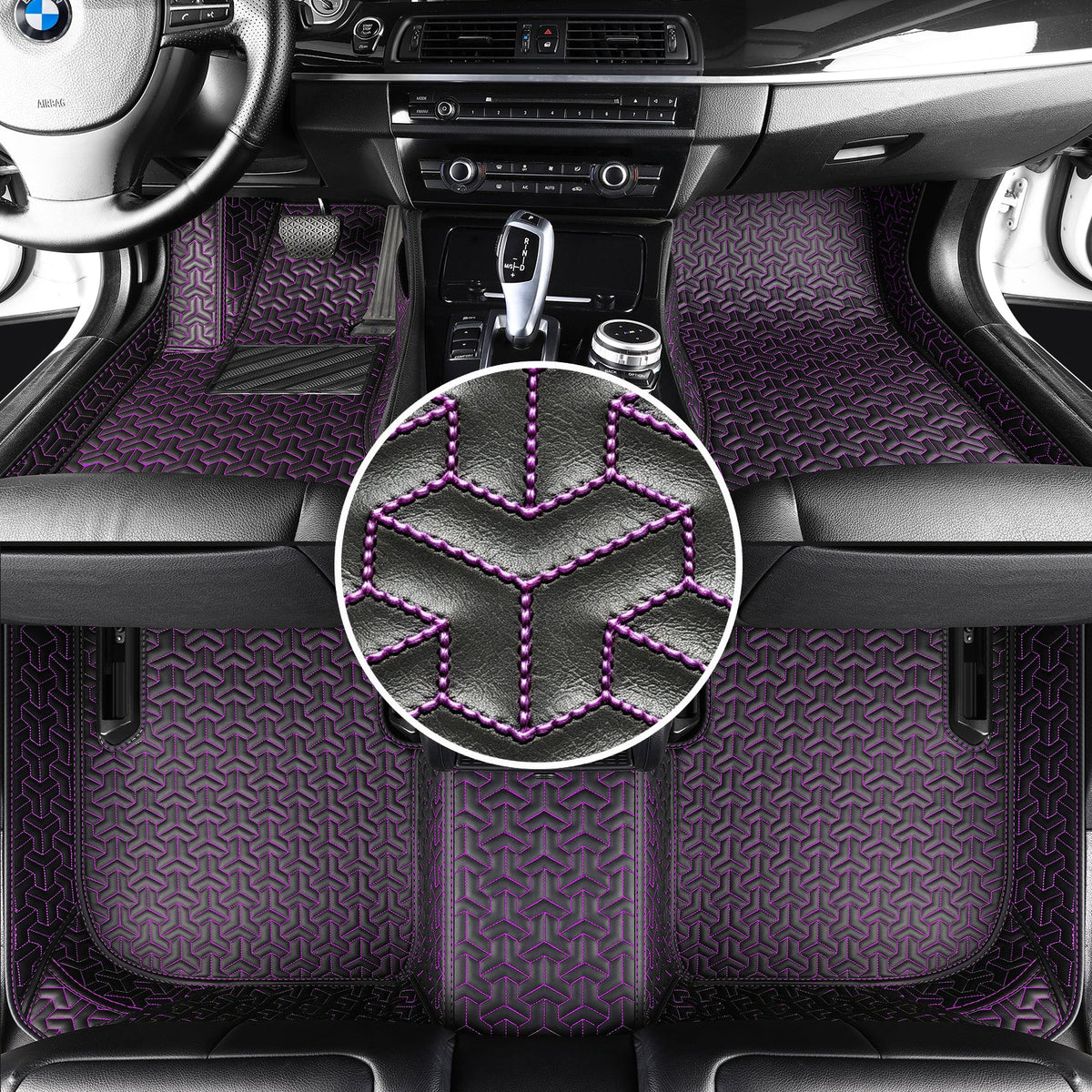 Wagroad Y-Pattern Custom-Fit Waterproof Leather Car Floor Mats