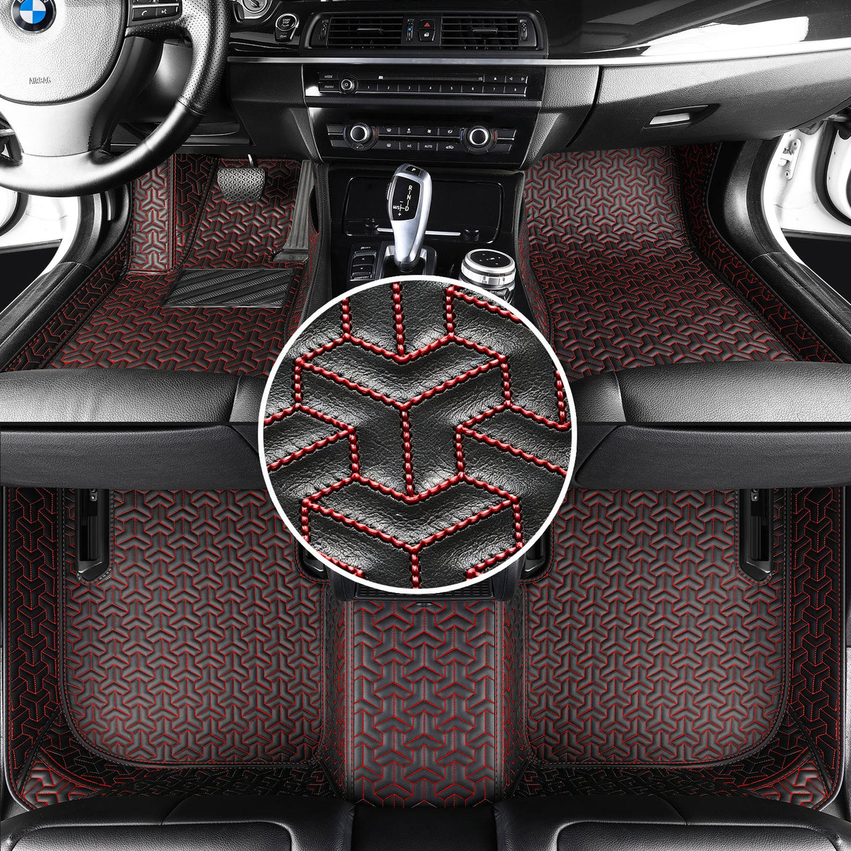 Wagroad Y-Pattern Custom-Fit Waterproof Leather Car Floor Mats