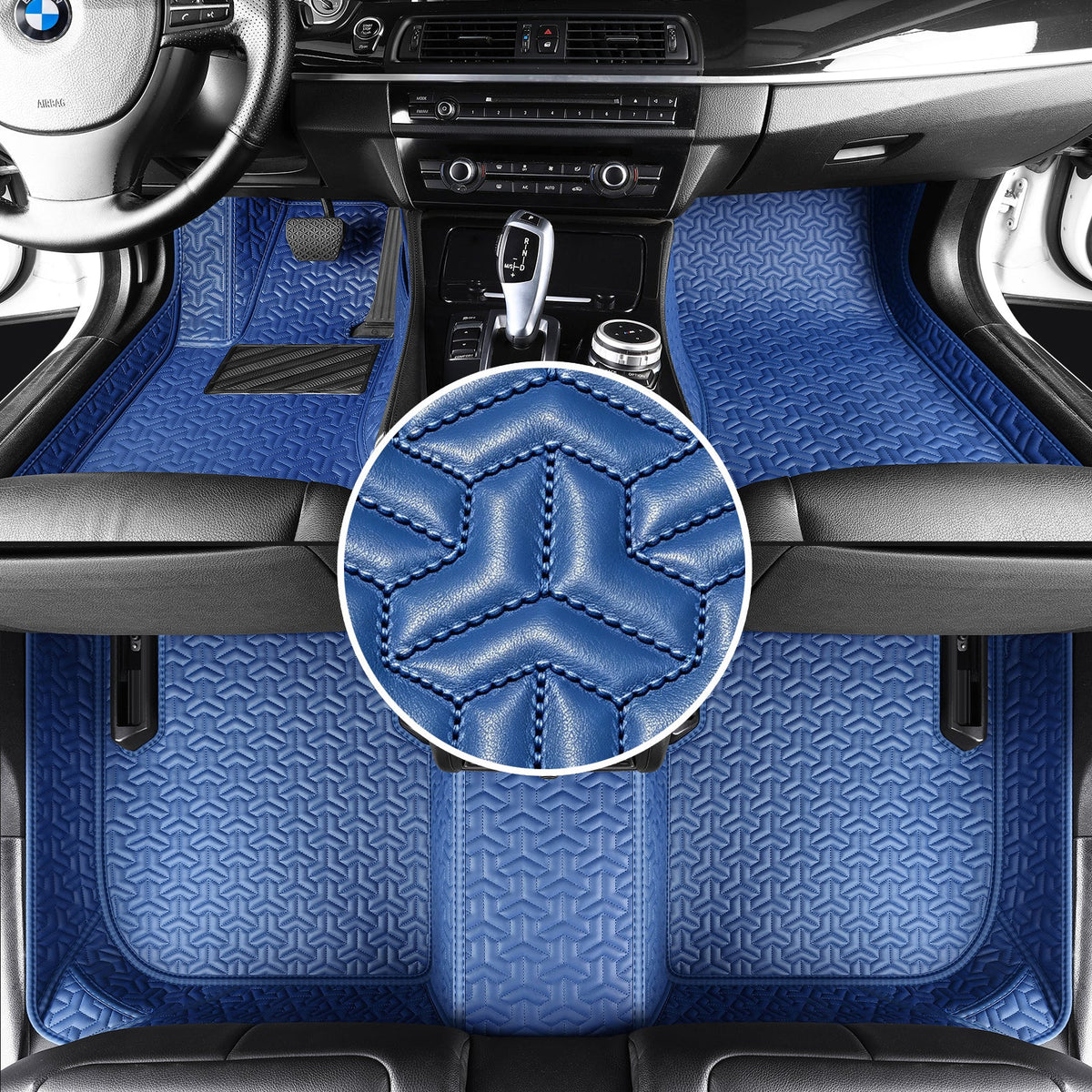 Wagroad Y-Pattern Custom-Fit Waterproof Leather Car Floor Mats