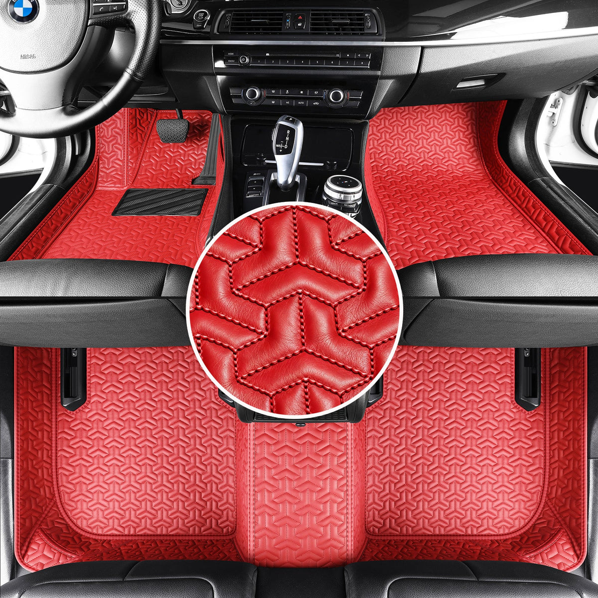 Wagroad Y-Pattern Custom-Fit Waterproof Leather Car Floor Mats