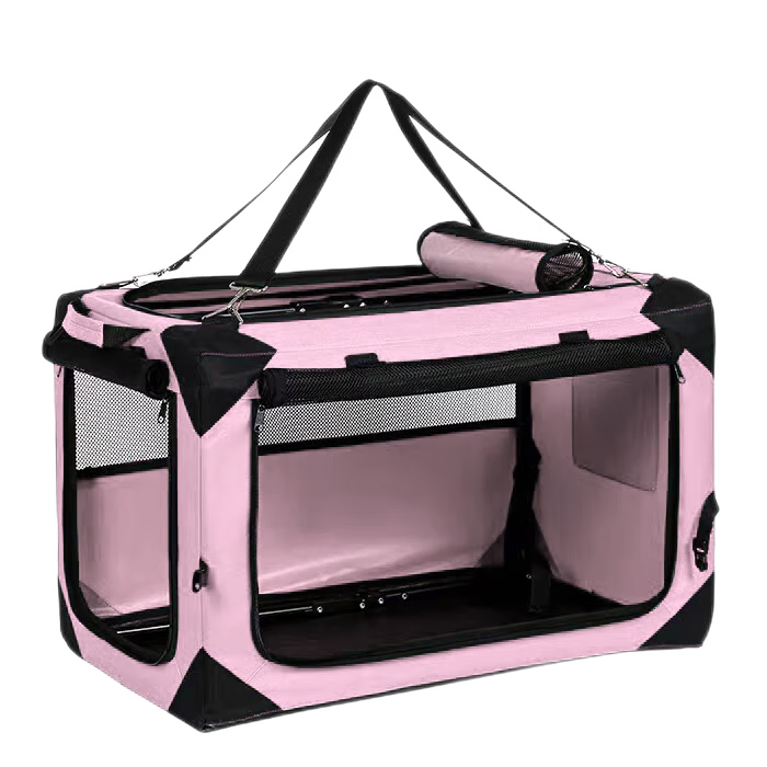 Collapsible Soft Dog Crate, Portable Travel Pet Kennel Carrier with Breathable Mesh